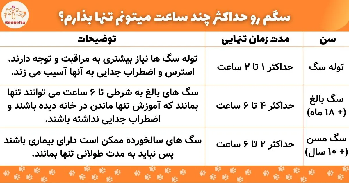 سگم رو حداکثر چند ساعت میتونم تنها بذارم؟